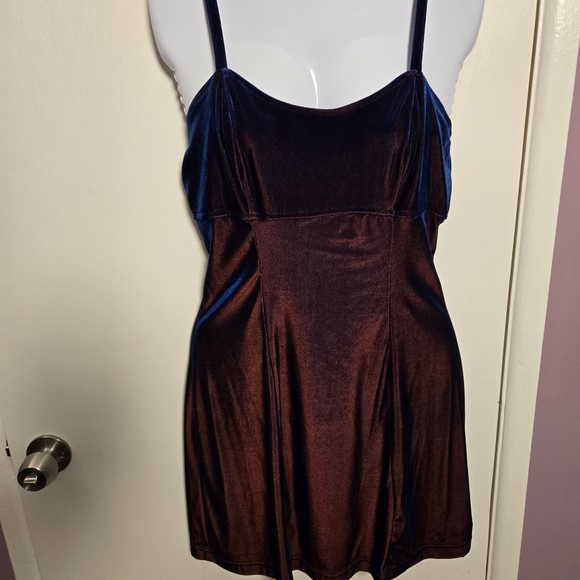All that Jazz Velvet Midi Dress - Deep Brown and Blue - Picture 2 of 8